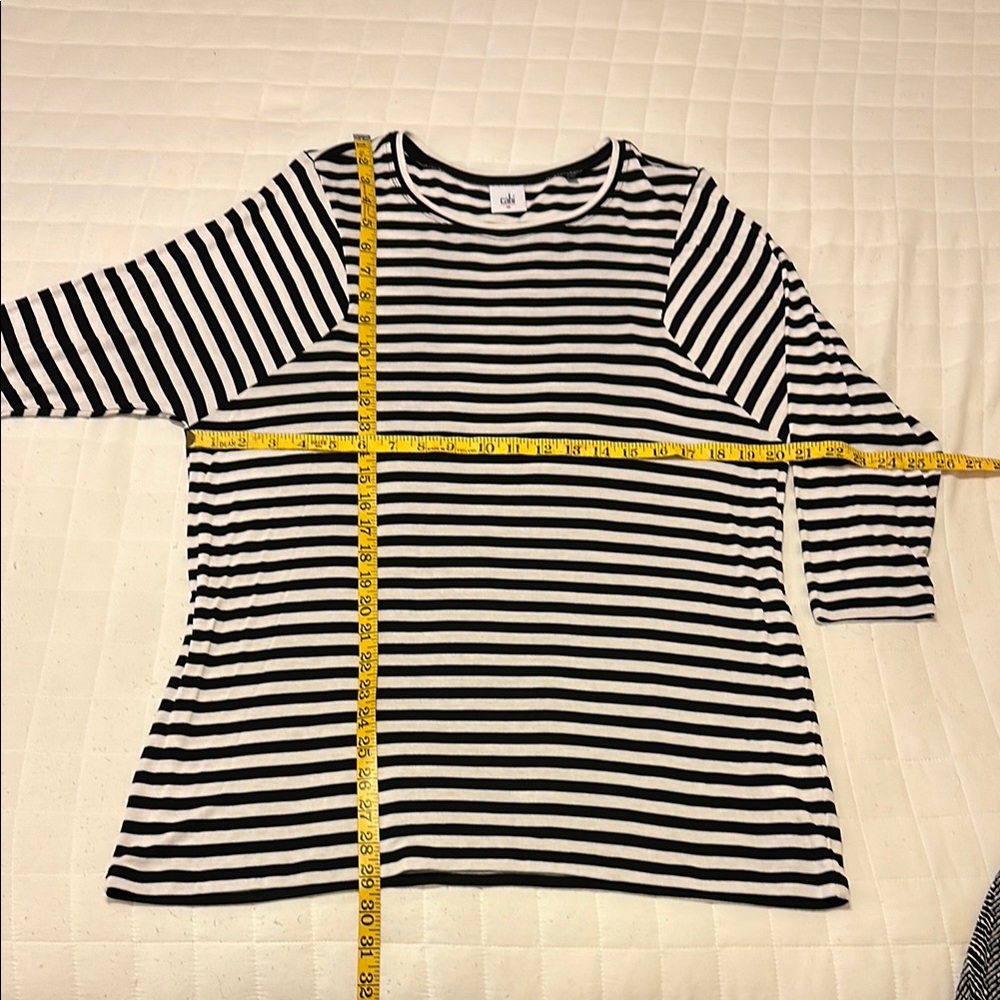 CAbi Black and White 3/4 Sleeve Boxy Tee